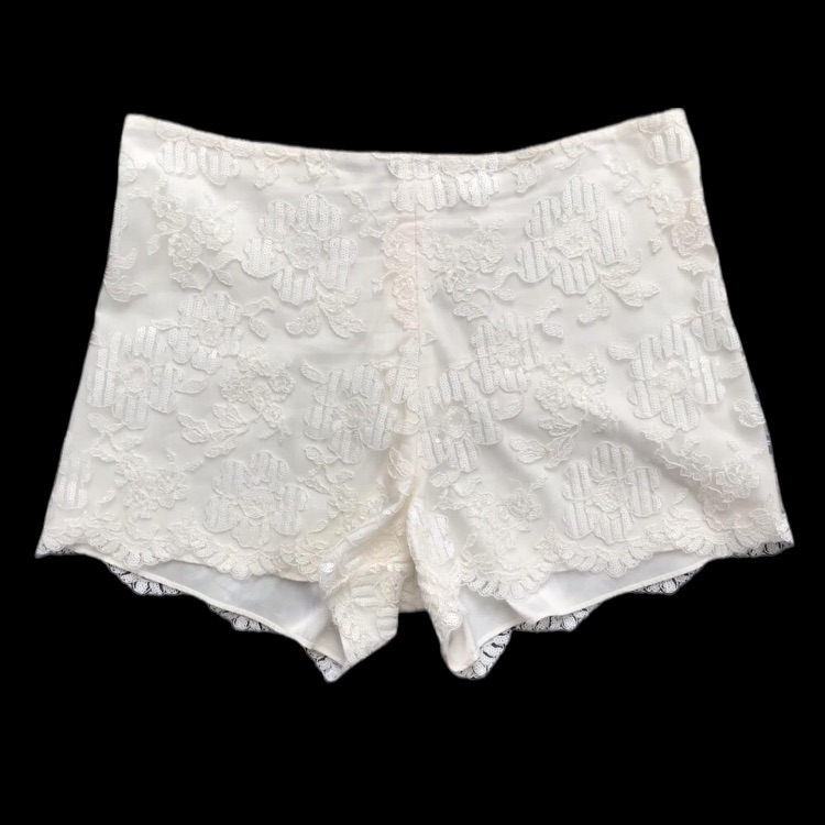 Alexis Pia Lace Sequin Embroidery Bridal Mini Shorts